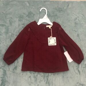 Chelsea & Violet Baby Girl 24 Mo Top Long Sleeve Burgundy Ruffle Detail Size 24M